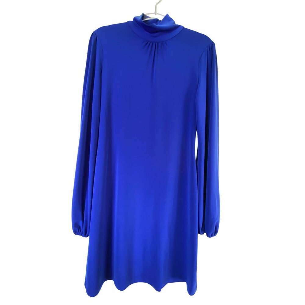 Vtg Y2k‎ Moda International Blue Keyhole Back Dress Large Sexy Rave Classic Cute